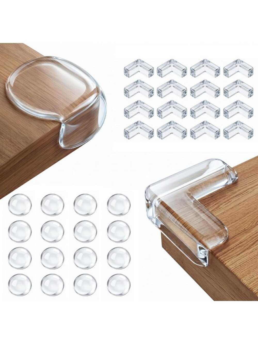 Extra Large & Ultra-Safe Baby Corner Protector Guards - 2 Shapes 32-Piece Clear